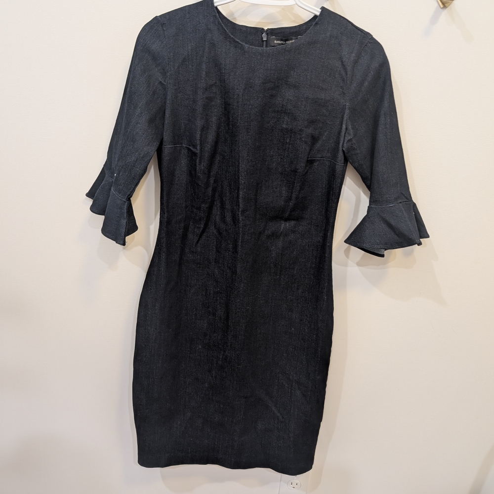 Elegant Jean Dress with Ruffle Sleeves